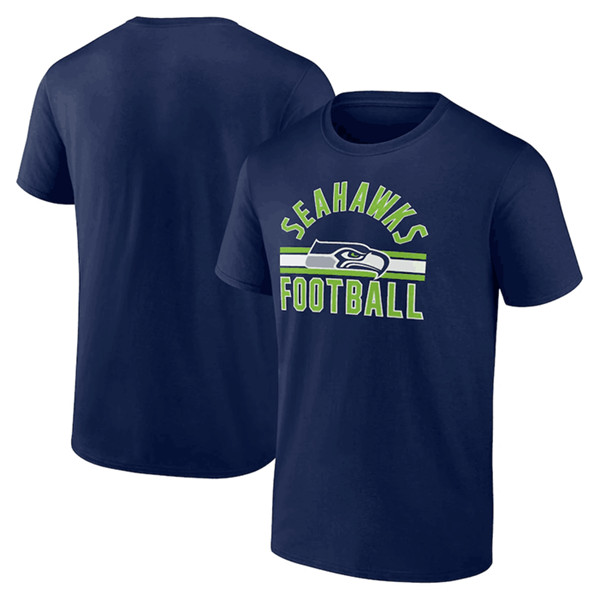 Men's Seattle Seahawks Navy Arch Stripe T-Shirt